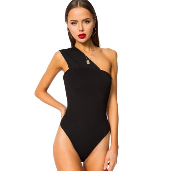 Superdown Rockie One Shoulder Bodysuit in Black NWT Size Small - Picture 2 of 3